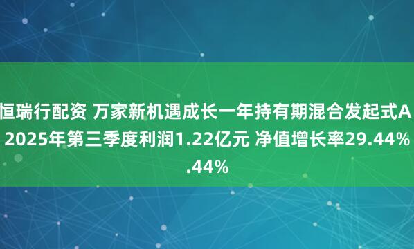 恒瑞行配资 万家新机遇成长一年持有期混合发起式A：2025年第三季度利润1.22亿元 净值增长率29.44%