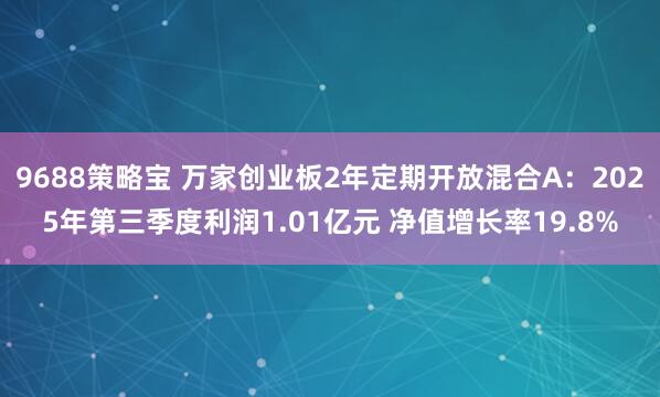 9688策略宝 万家创业板2年定期开放混合A：2025年第三季度利润1.01亿元 净值增长率19.8%